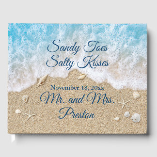 Blue Beach Waves Sandy Toes Guest Book