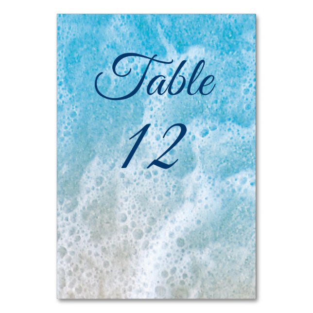 Blue Beach Waves Sandy Toes Table Number 2 (Front)