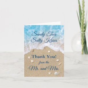Blue Beach Waves Sandy Toes Thank You Card