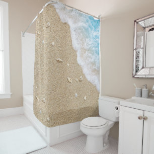 Blue Beach Waves Shower Curtain