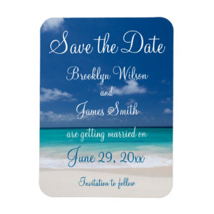 Blue Beach Wedding Save The Date Magnet