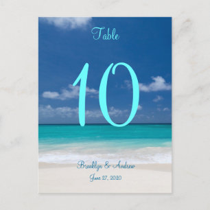 Blue Beach Wedding Table Numbers Postcard