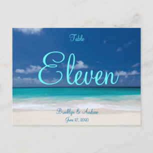 Blue Beach Wedding Table Numbers Postcards
