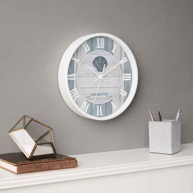 Blue Beach Wood Clock (Office)