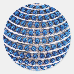 Blue Beaded Classic Round Sticker