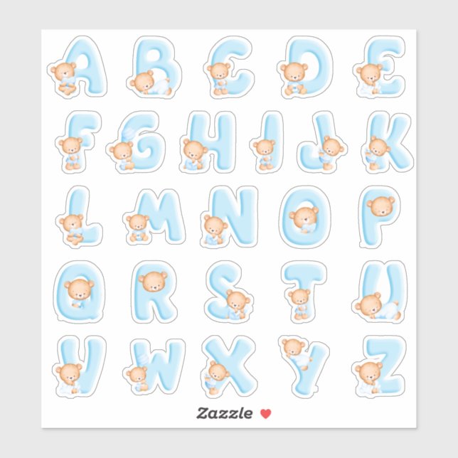 Blue Bear Alphabet Set (Sheet)