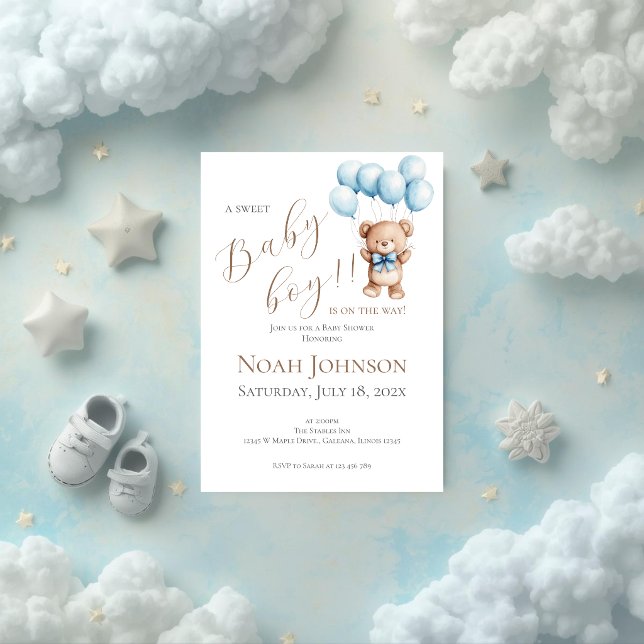 Blue Bear Baby Shower Boy invitation (Creator Uploaded)