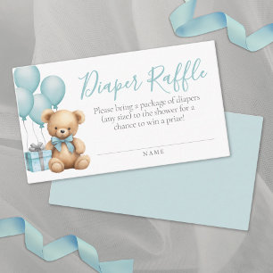 Blue Bear Baby Shower Diaper Raffle Enclosure Card