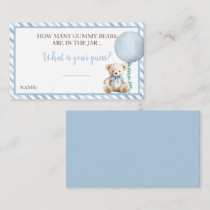 Blue Bear Baby Shower Guessing Game Card