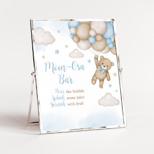 Blue Bear Baby Shower Mum Osa Bar Poster