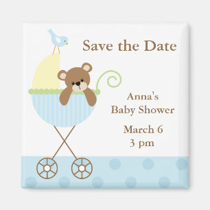 Blue Bear Baby Shower Save the Date Magnet