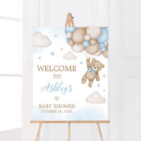 Blue Bear Baby Shower Welcome