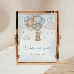 Blue Bear Balloon Baby Shower Babies are Sweet Poster