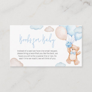 Blue Bear Balloon Baby Shower Books for Baby Enclosure Card