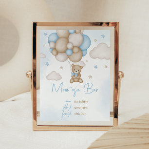 Blue Bear Balloon Baby Shower Mum Osa Bar Poster