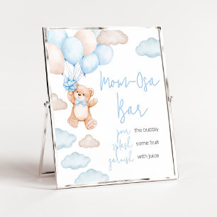 Blue Bear Balloon Baby Shower Mum Osa Bar Poster