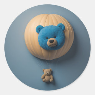 Blue bear Balloon Classic Round Sticker