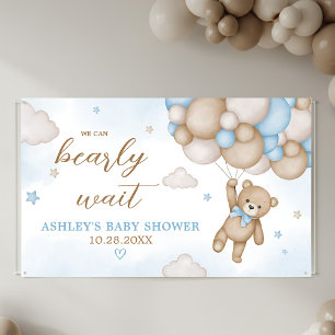 Blue Bear Balloons Baby Shower Banner