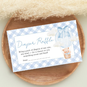Blue Bear Bearly Wait Baby Shower Diaper Raffle Enclosure Card