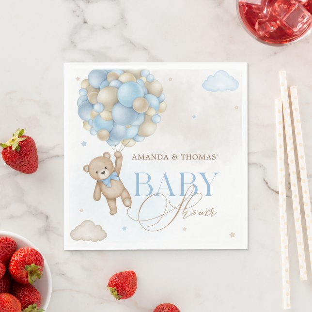 Blue Bear Boy Baby Shower  Napkin (Insitu)