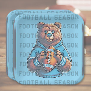 Blue Bear Custom Football Paper Plates