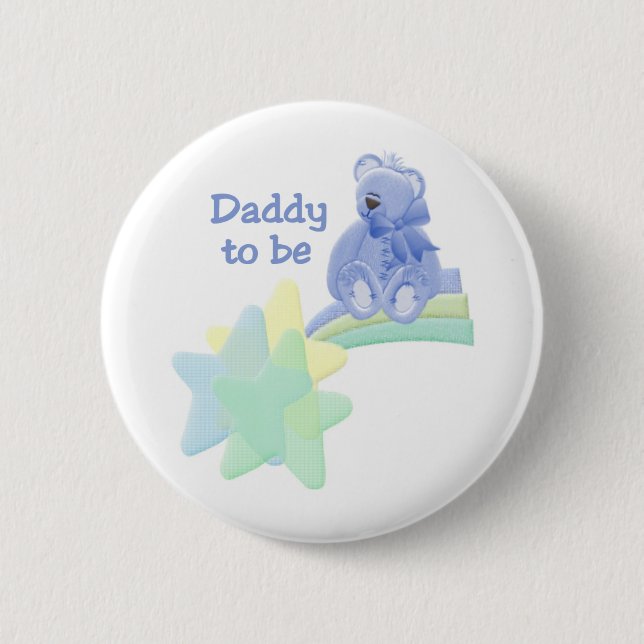 Blue Bear Daddy to Be 6 Cm Round Badge (Front)