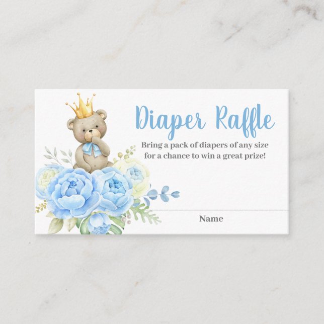 Blue Bear Diaper Raffle Enclosure Card (Front)