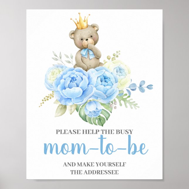 Blue Bear Help Mum the addressee sign (Front)