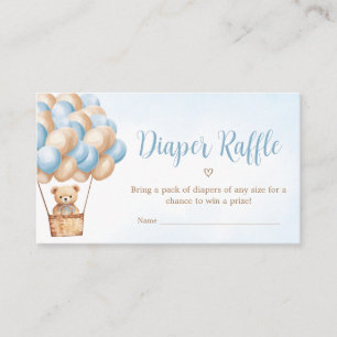 Blue Bear Hot Air Balloon Diaper Raffle Enclosure Card