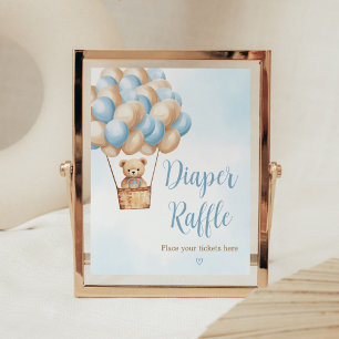 Blue Bear Hot Air Balloon Diaper Raffle Poster
