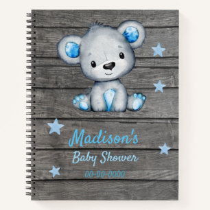Blue  Bear Hues Book Baby Shower Rustic