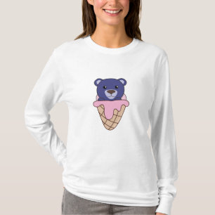 Blue Bear In Ice Waffle Funny Animals In Essen T-Shirt