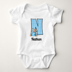 Blue Bear Monogram Big N Baby Apparel Baby Bodysuit