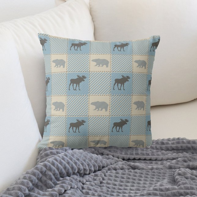 Blue Bear Moose Cabin Pattern Cushion (Creator Uploaded)