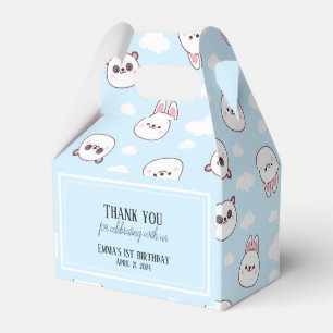Blue Bear Panda Kawaii 1st Birthday Favour Box