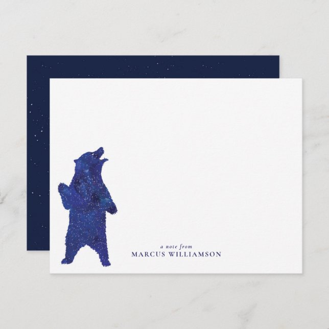 Blue Bear Personal Stationery Card (Front/Back)