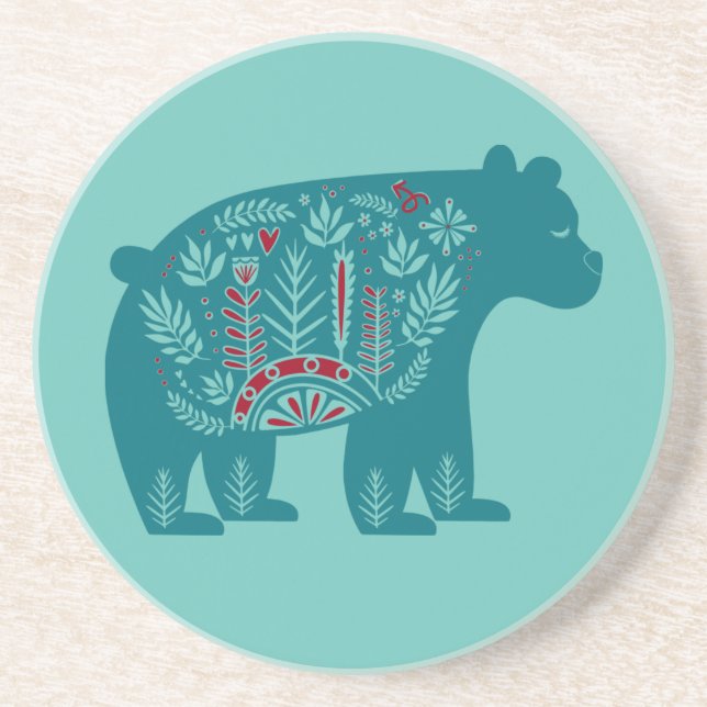 Blue Bear Sandstone Coaster (Front)