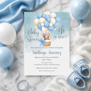 Blue Bear Spanish Baby Shower Boy invitation