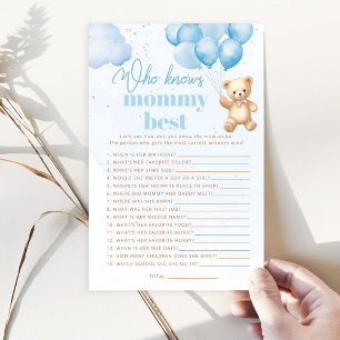 Blue Bear Who knows mummy best baby shower game