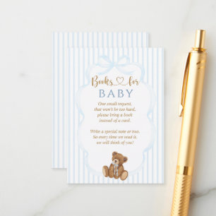 Blue Bearly Wait Baby Shower Elegant Stripe Enclosure Card