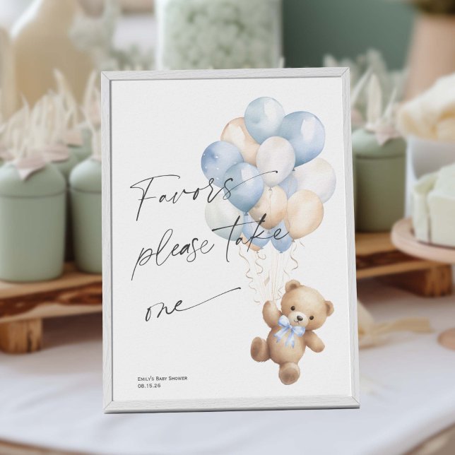 Blue Bearly wait boy shower Favours sign (BLue Bearly wait, Baby Boy Shower Favor Sign.)