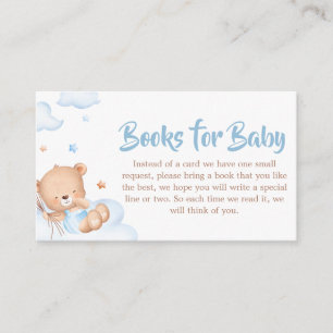 Blue Bearly Wait Clouds Baby Shower Books for Baby Enclosure Card