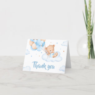 Blue Bearly Wait Clouds Baby Shower Thank You Card