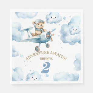 Blue Bear's Birthday Bonanza: Flying into Year 2 Napkin