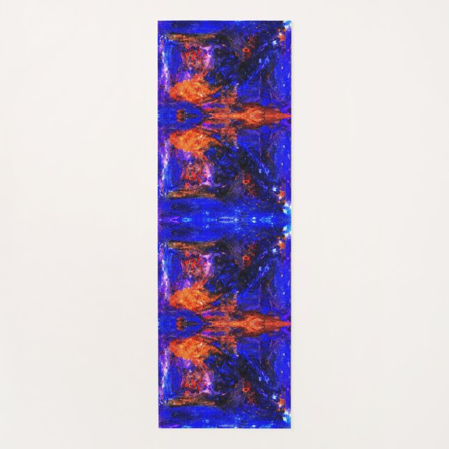 Blue Beast Running Fire Yoga Mat (Front)