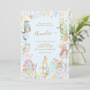 Blue Beatrix Potter Peter the Rabbit Baby Shower Invitation