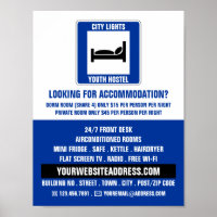 Blue Bed Logo, Hostel Accommodation Advertising