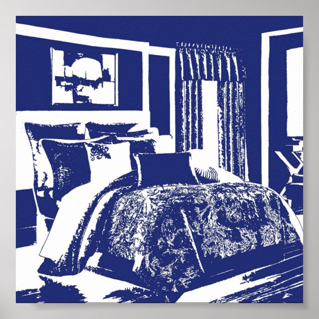 Blue Bedroom Sketch Poster (Front)