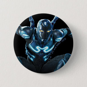 Blue Beetle Leaping Character Art 6 Cm Round Badge