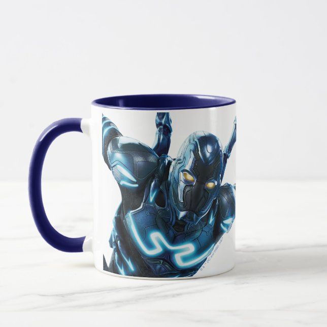 Blue Beetle Leaping Character Art Mug (Left)